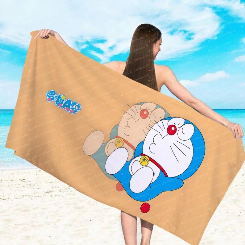 Doraemon Machine Cat Printed Beach Towel Microfiber Towel For Children/Adults Quick Drying Water Absorbing Swimming Pool Towel