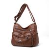 Women's Soft Leather Bag Middle-Aged Mother Crossbody Bag Large Capacity Multi-Pocket Commuter Shoulder Bag