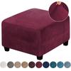 Soft Velvet Footstool Cover Washable Removable Sofa Footrest Slipcovers Elastic Square Stool Cover Furniture Protector Covers