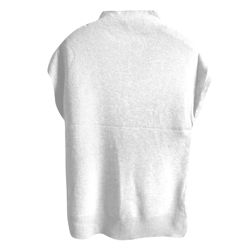 Fashion Knit Short Sleeve Half High Neck T-Shirt For Women