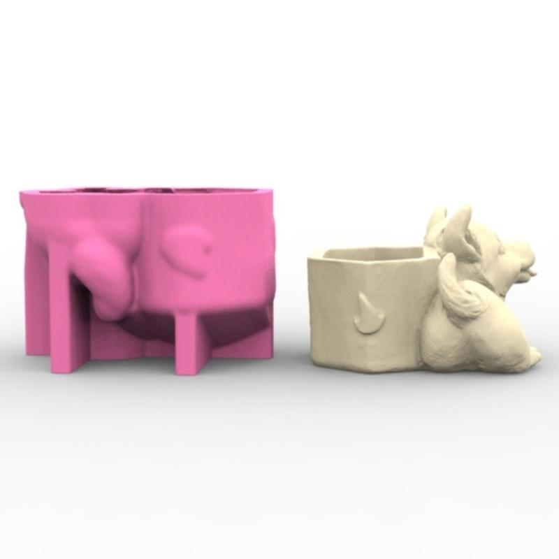 Creative Dog Planter Sturdy Silicone Mould Reusable Artistics Cement Cast Craft Supplies Accessory for Home and Garden
