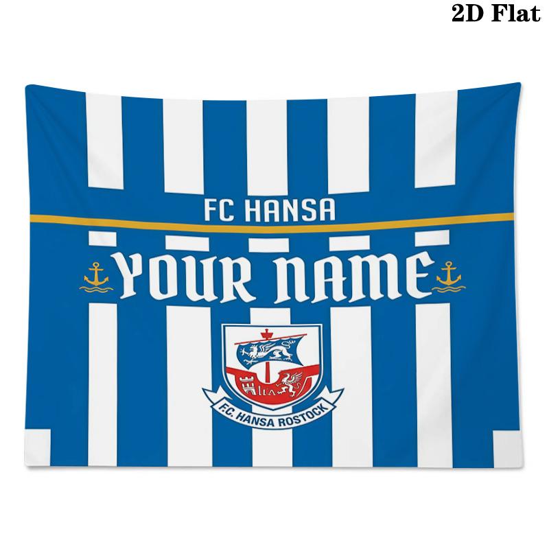 Benutzerdefinierte Name FC Hansa Rostock Gedruckte Wandteppich – Wandbehang für Schlafzimmer, Studentenwohnheime und Heimdekoration