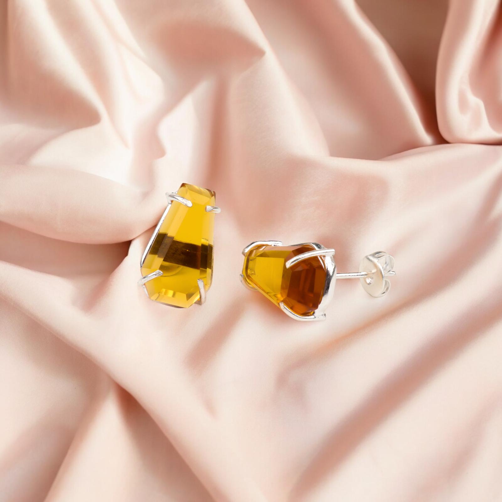 

Редкий Цитрин Драгоценный Камень 925 Стерлинговое Серебро Ювелирные Изделия Ручной Работы Серьги-Пуссеты 0,6 EE-131-4
