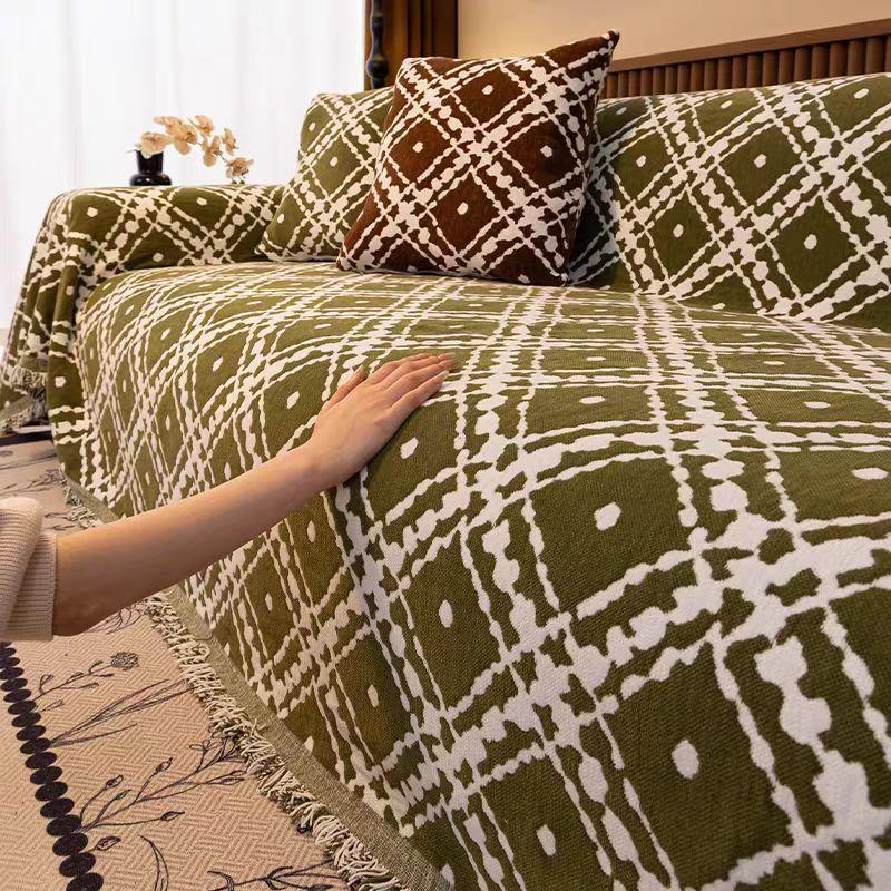 Vintage Thicken Chenille Sofa Cover Sofa Blanket Simple Cushion Ins Wind Sand Hair Towel Fashion Lunch Blanket Sofa Towel