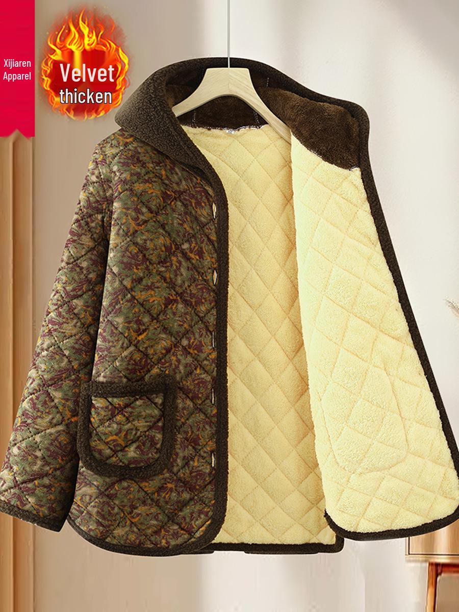 

Women s Cotton Jacket & Pants Set: Fleece-Lined, Thickened for Autumn/Winter - Cozy Sleepwear or Outerwear for Middle-Aged & Elderly Moms XL, 85-105 lbs
