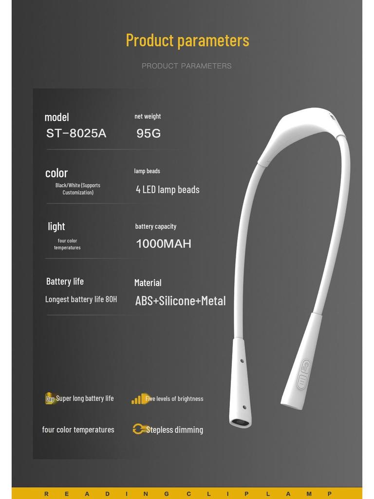 2025 Portable Neck-Hanging Type-C Rechargeable Folding Reading Light