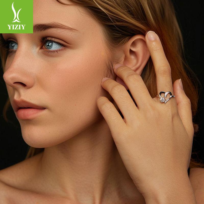 Cross-Border Love Is Eternal, Mozzarella Diamond Ring, Super Flash Ring, Heart-Shaped Fashion Wedding Ring For Women