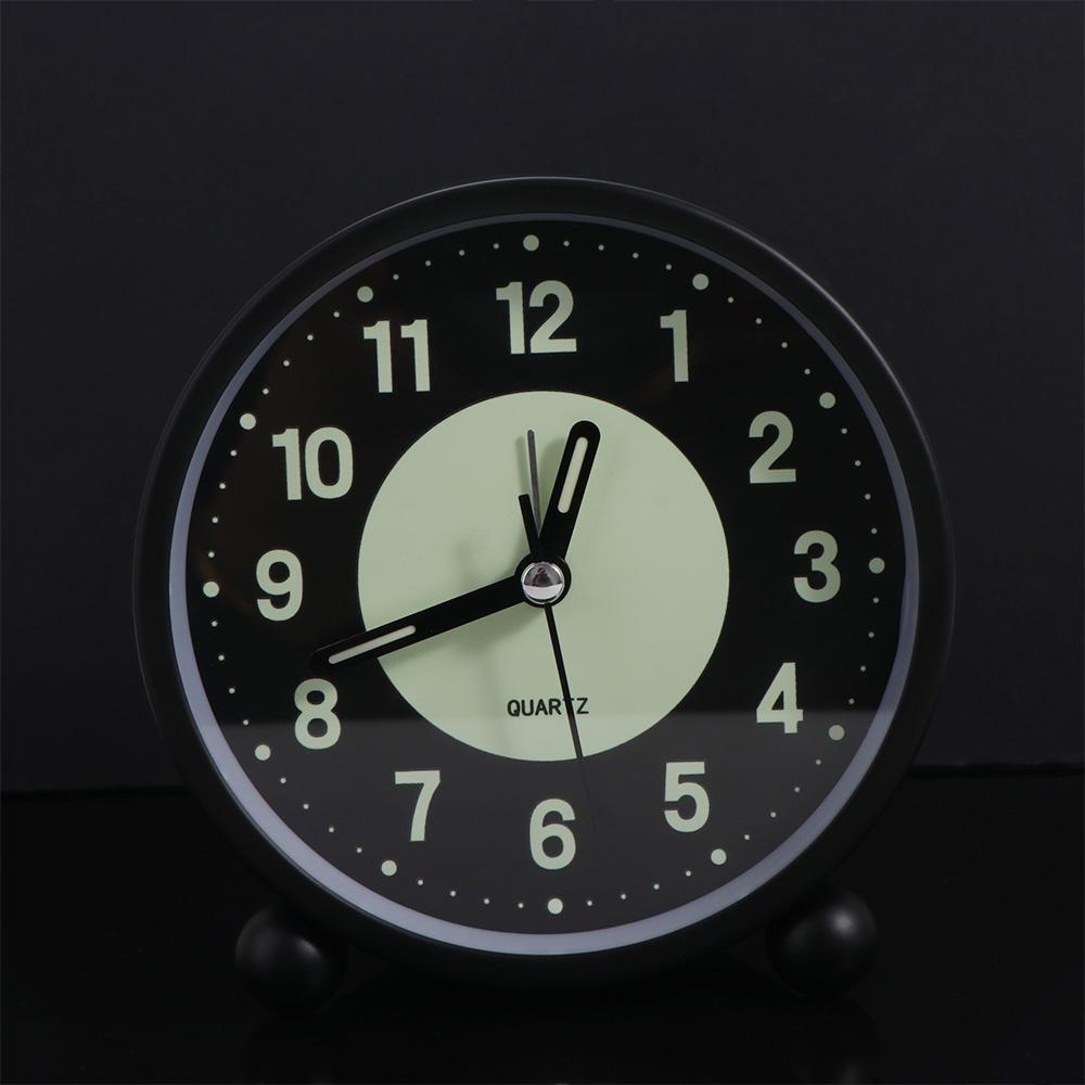 Simple Round Metal Luminous Alarm Clock Anti-drop 4-inch Night Light Clock Movement Silent Table Clock Home Decor