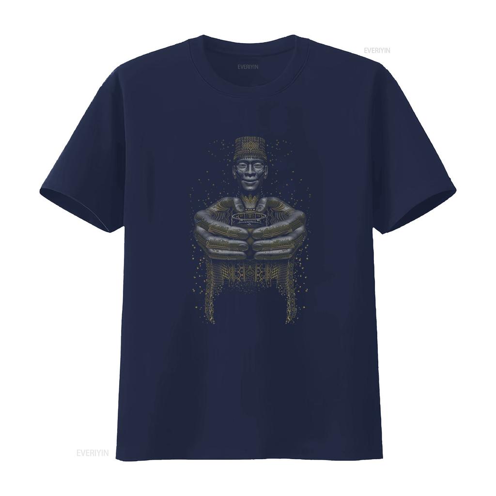 Vintage Tribal African Elder Unisex Gold Print Cool Streetwear Casual T Shirt vintage Washed Stylish Breathable homme Stretched