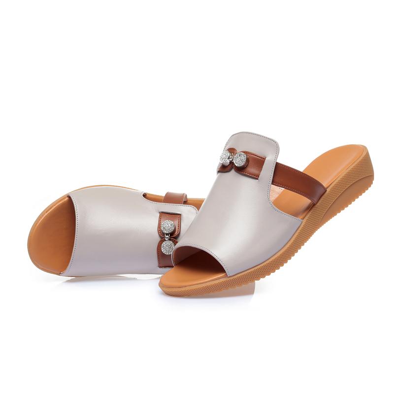 Fashion AIYUQI Women's Slippers Wedge 2025 New Genuine Leather Women Summer Slippers Mom Large Size 41 42 43 Anti-Slip Women Slippers