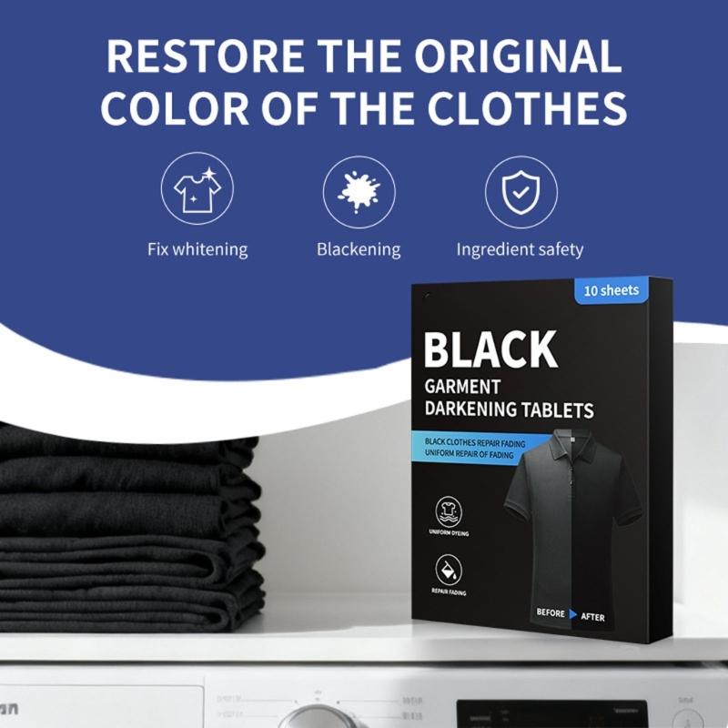 10pcs Laundry Color Renew Sheets Black Blue Garment Color Restoration With Safe Plant Base Formula Safe for Clothes