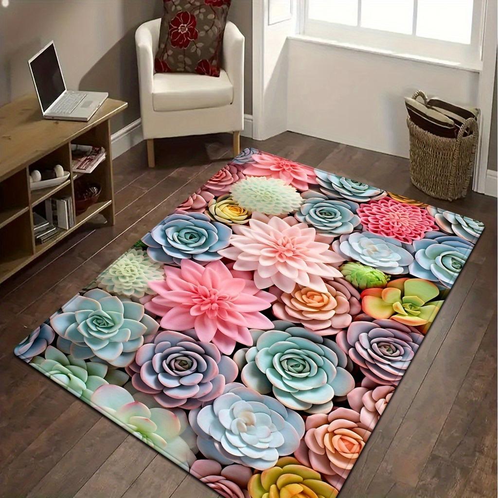 1PC Rose Arts Pattern Living Room Rugs Kitchen Rugs Non-Slip Home Door Mats Pop Arts Bath Mat Carpet for Home Sink Laundry Decor
