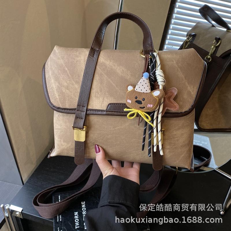 Premium texture backpack women's 2025 new fashion retro college student schoolbag going out commuting backpack travel bag