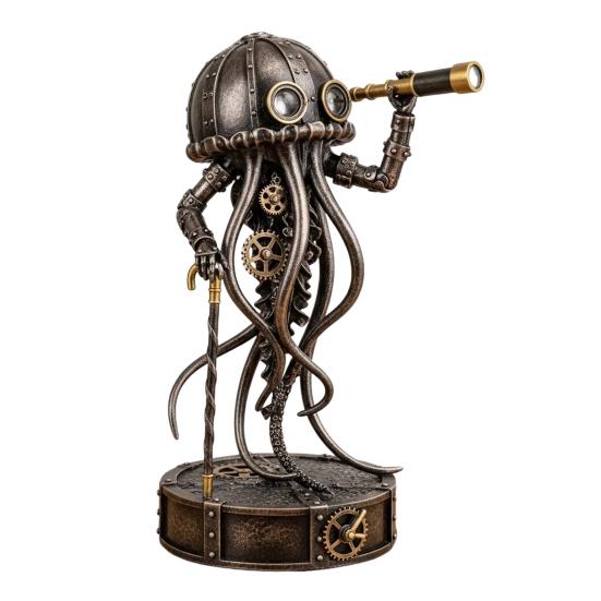 Steampunk Animal Explorer Statue Vintage Animal Desk Figurine Animal Sculpture with Gear