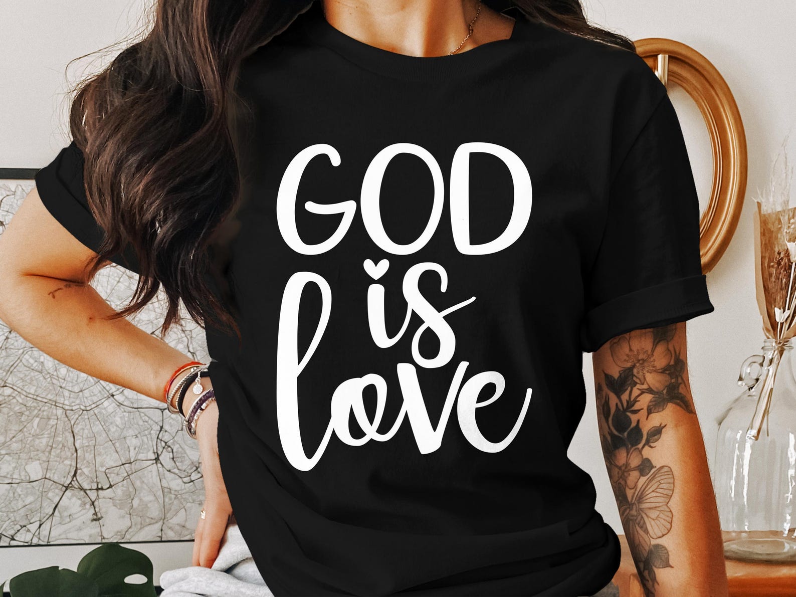 God Is Love T-Shirts, Christian Faith Shirts, Religious Apparel, Holy Cross, Jesus Christ, Bible Verse T-Shirts, Inspirational Shirts S