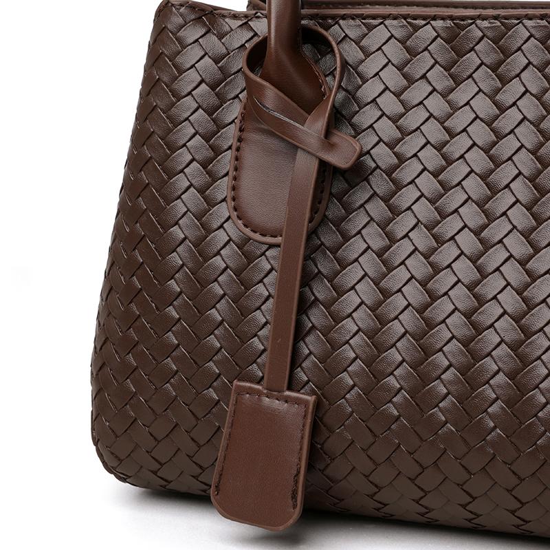 Damska torba na ramię crossbody z PU, pleciona, dużej pojemności