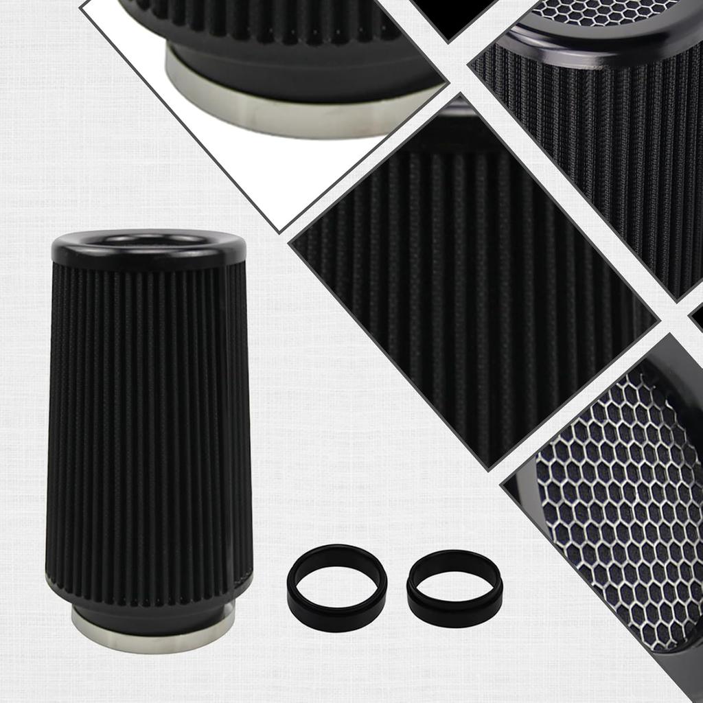 RYANSTAR Universal Clamp-On Air Filter Three Different Size 3In 3.5In 4 In High Flow Round Tapered Cone Closed-Top Cool Air Filter Cleaner Fit Compat