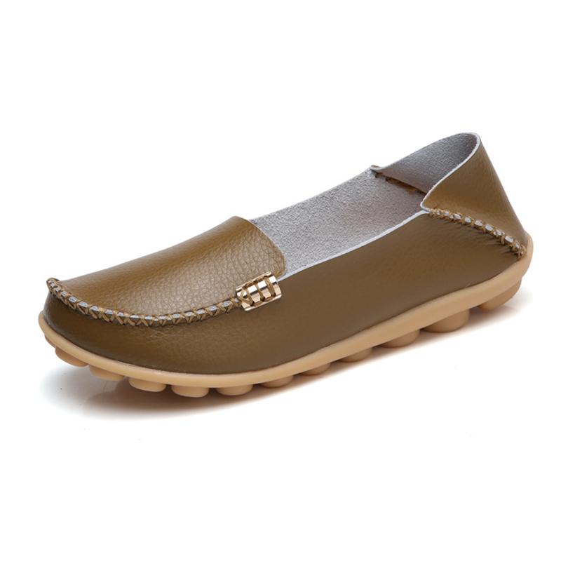 Genuine Leather Fashion Women Flats Retro Shoes Women Moccasins Nurse Shoes Casual Ballet Flats Soft Plus Size Shoes