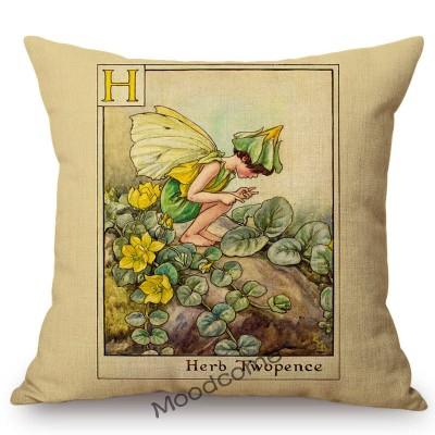 Tarot Alphabet Flower Fairy Baby Nursery Cartoon Art Home Decorative Sofa Throw Pillow Case Lovely Cute Children Cushion Cover