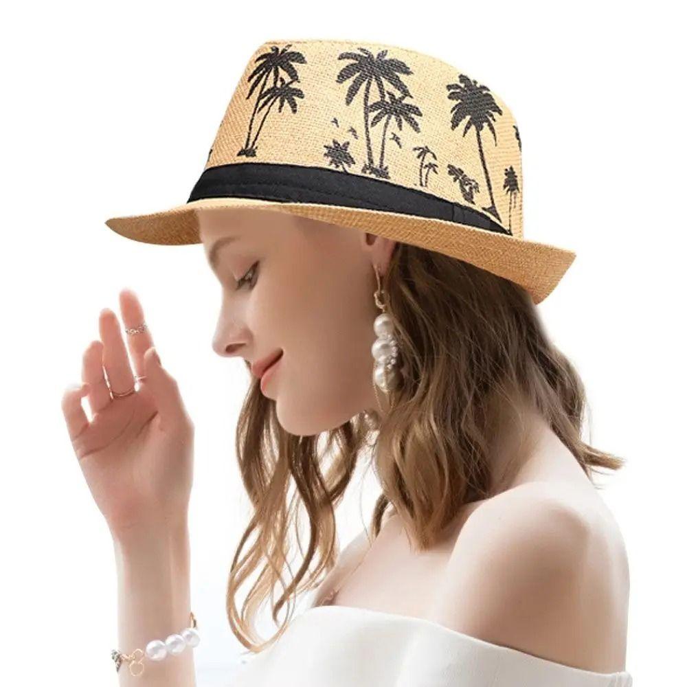 Coconut trees pattern Jazz Hat Breathable Beach Cap Fashion Sunbonnet  Men
