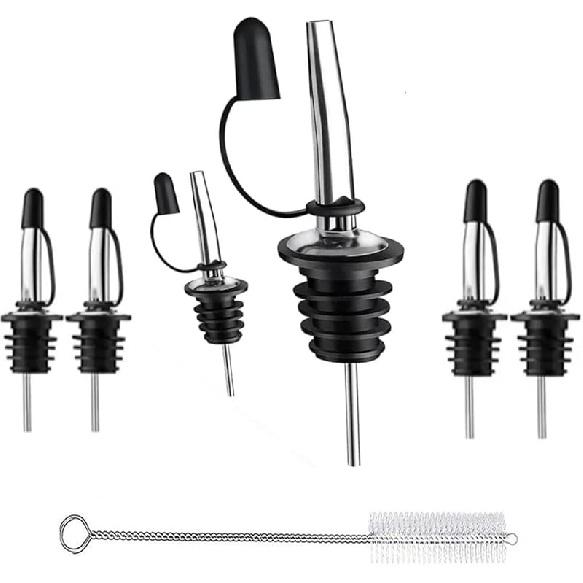 3 Pcs olive oil dispenser spout, pour spouts, Weighted Stainless Steel Alcohol Pourer Spouts, Auto Flip Feature Liquor Pour Spouts for Olive Oil серебряный