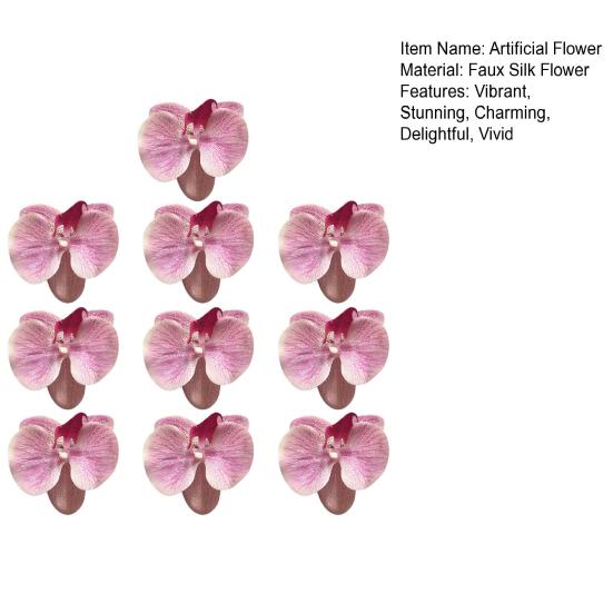 10 Pcs Artificial Faux Silk Phalaenopsis Flower Heads Fake Orchid Head for Wedding Floral Bouquet Decor DIY Craft Making
