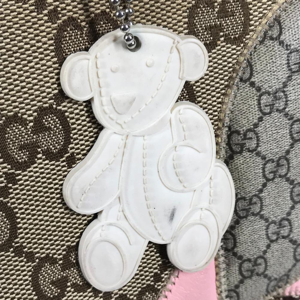 GUCCI 271101 GG Papagallo parrot Tote Bag with Charm Hand Bag pink/Beige