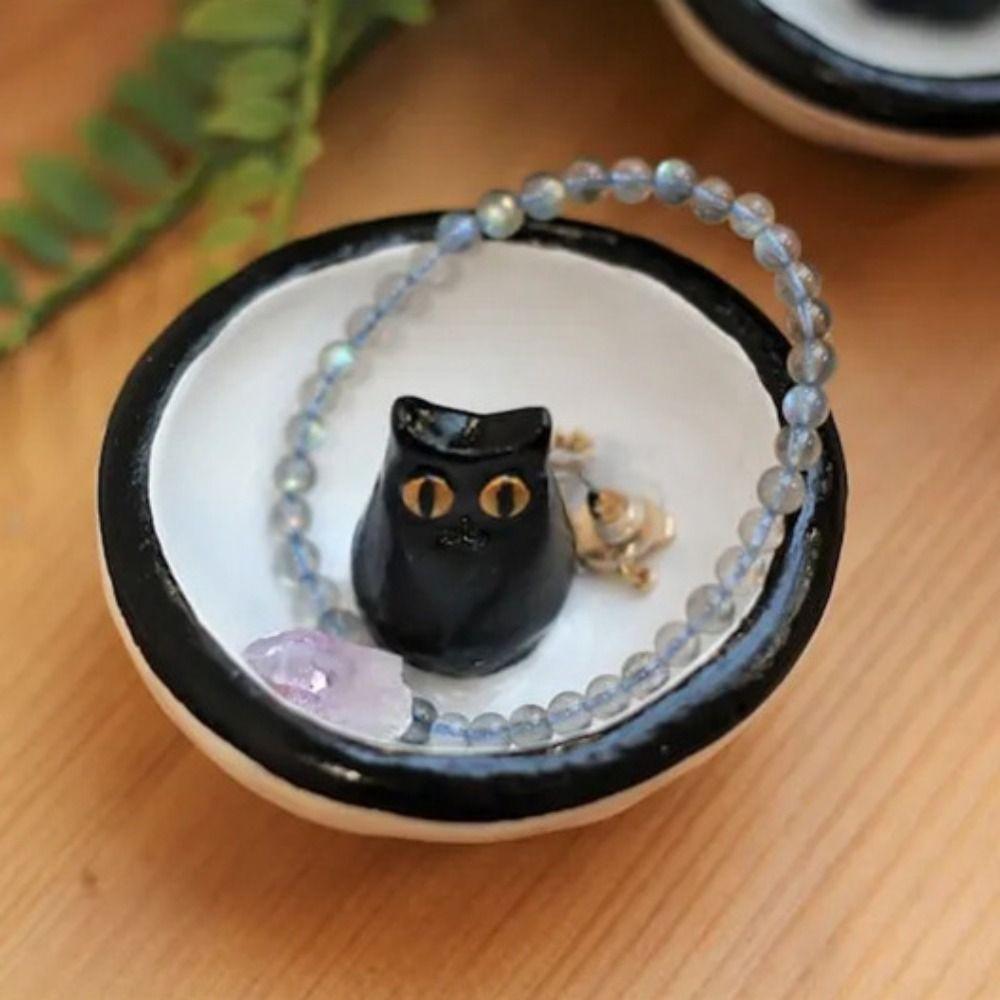 Modern Cat Ring Holder Cute Jewelry Storage Tray Home Decor Kitten Ring Stand  Key