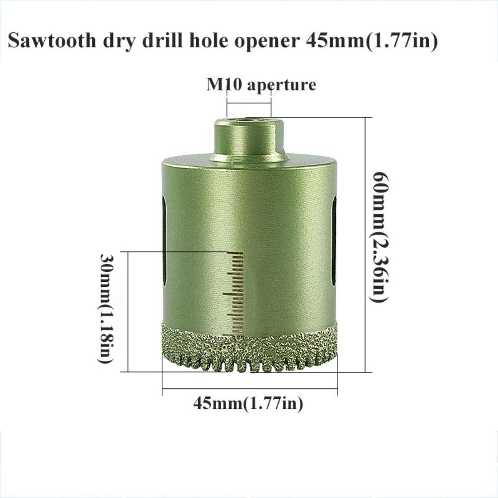 Vacuum Brazed Tile Hole Opener Angle Grinder Dry Drilling Core Drill Bits Less Heat Serrated Dry Drilling Tool Glass Processing
