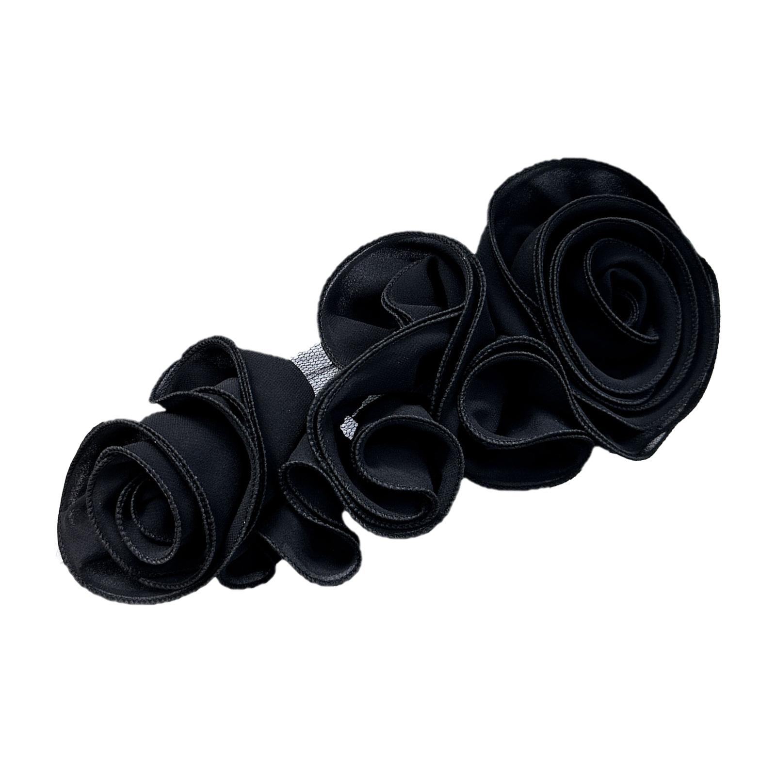 

Аппликация с 3D-цветком и оборкой по краю для украшения костюма на вечеринку, пришивание цветочных нашивок для проекта по рукоделию чёрный