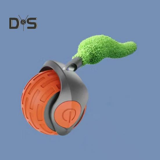 Jucărie interactivă cu bile pentru pisici, reîncărcabilă prin USB, cu bile de rulare, cu reglaj cu două viteze, jucărie automată pentru pisici cu coadă pentru pisici de interior