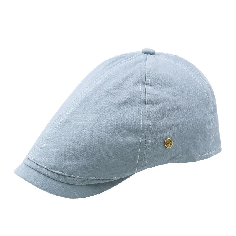 

Хлопковая и льняная однотонная шестисекционная мужская кепка в стиле ретро с медной пряжкой, берет, женская простая шляпа от солнца Adjustable небесно-голубой