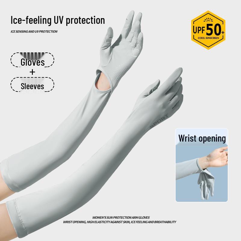 Women's Ice Silk Sun Protection Sleeves: Long, Breathable, Thin Style for Driving and Summer Wear.