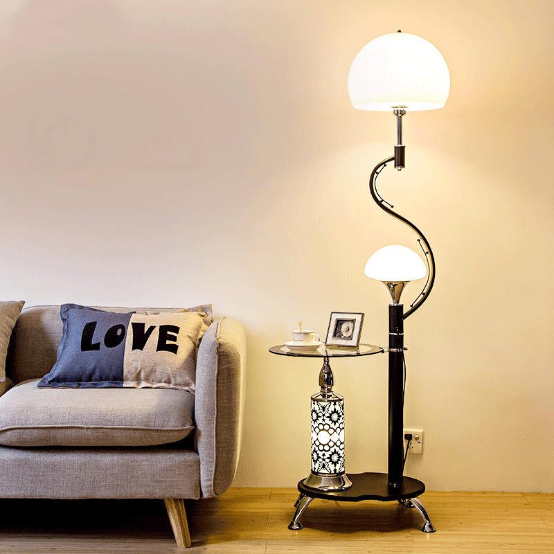 Nordic Modern Minimalist Floor Lamp with Remote Control and Coffee Table Storage for Bedroom, Living Room, or Bedside