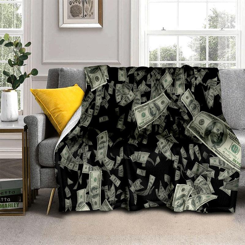 Coperta Ricca con Motivo di Dollari Euro in 3D, Coperta Morbida da Lancio per Casa Camera da Letto Letto Divano Picnic Viaggio Ufficio Coperta Copertura Bambini