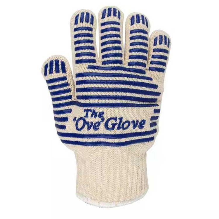 A Pair Double Layer Cotton BBQ Grilling Gloves Oven Microwave Heat Insulation Flame Retardant Baking Camping Barbecue Gloves