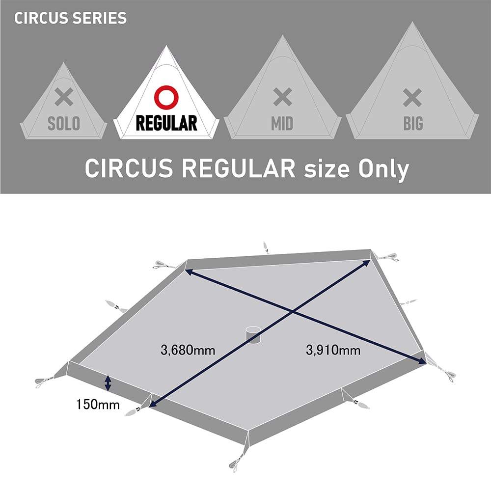 Tenmaku Design Circus Dimensiune Completă Folie de Sol Tip Cadă 15cm Înălțare Cort Monopalon Solo Duo Camping Familie Stil Tatami Regular (Element opțional)