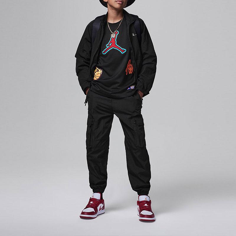 Jordan Patch Pack Logo Print Sleeveless Sports Jersey Kids basketball Black FV2695-010