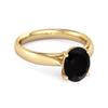 Black Spinel Classic Solitaire Ring - 925 Sterling Silver Gold Vermeil