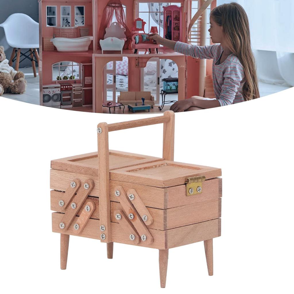 Dollhouse Sewing Box Simulated Dollhouse Sewing Kit Decoration DIY Lovely Thread Scissors For Home Amateurs