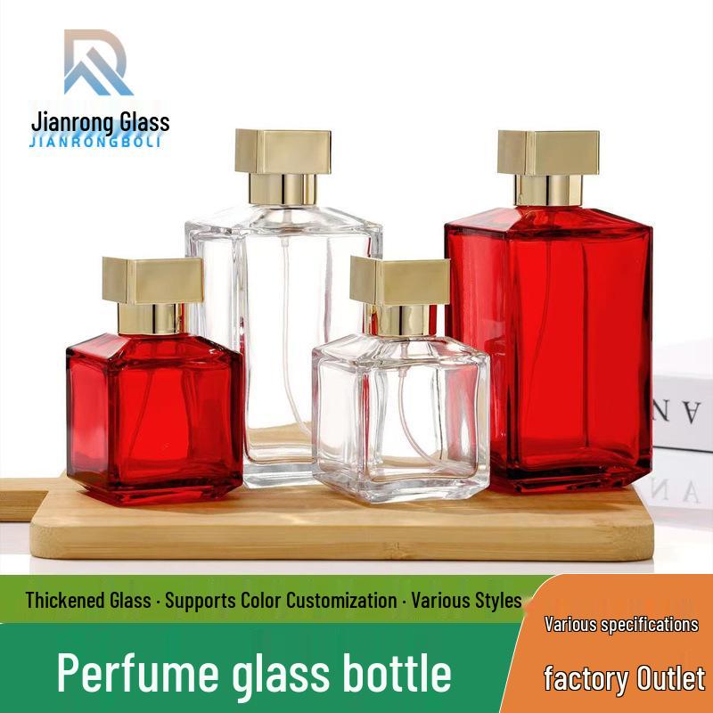 50ml High-End Square Glass Perfume Decanter with Bayonet Spray Transparent; 75ml Bare Bottle