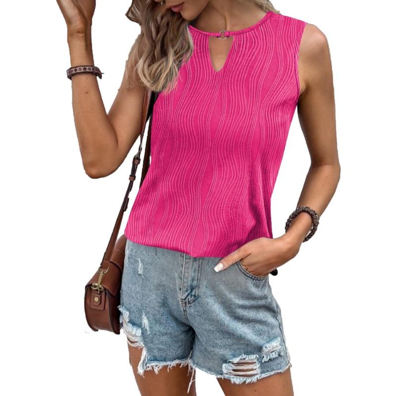 Dámský top bez rukávů s výstřihem do V, letní ležérní, základní velikost