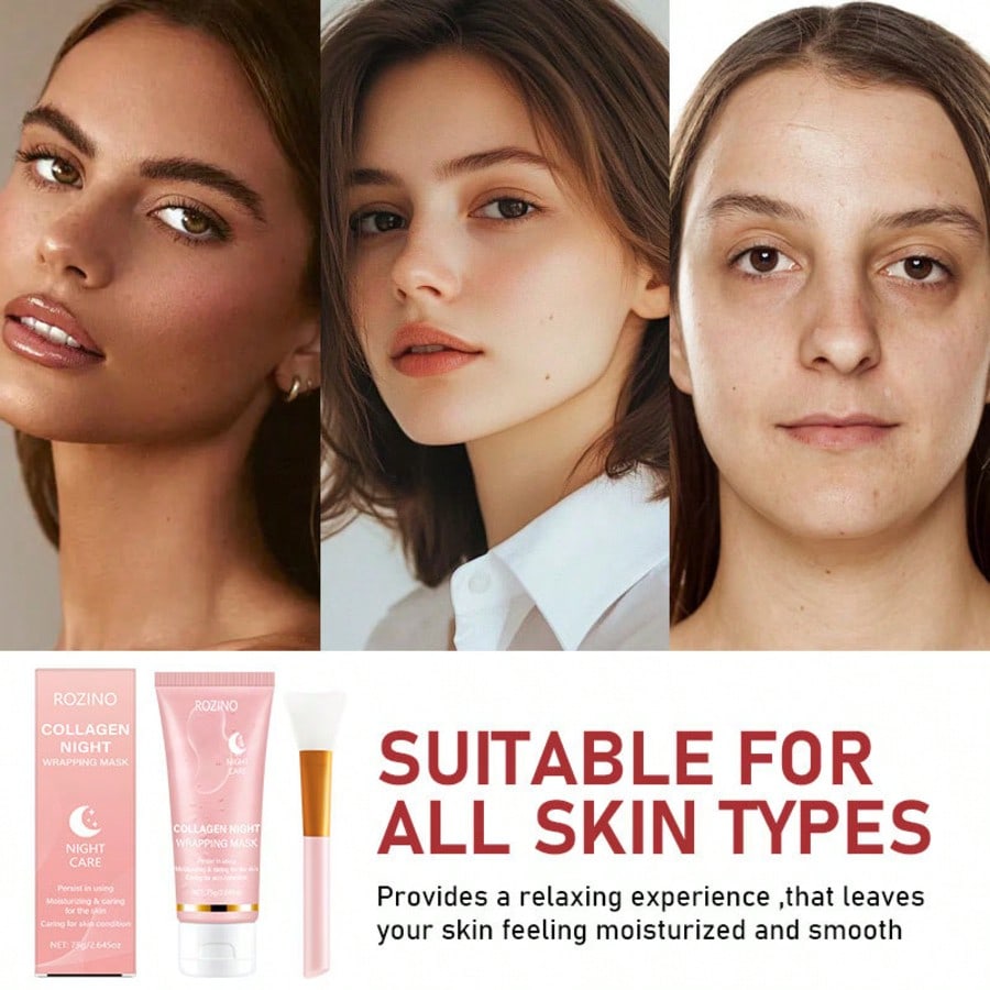 1pc Collagen Peel-Off Mask With Jelly Brush, Overnight Wrapping Mask, Peel-Off Pore Cleansing Mask