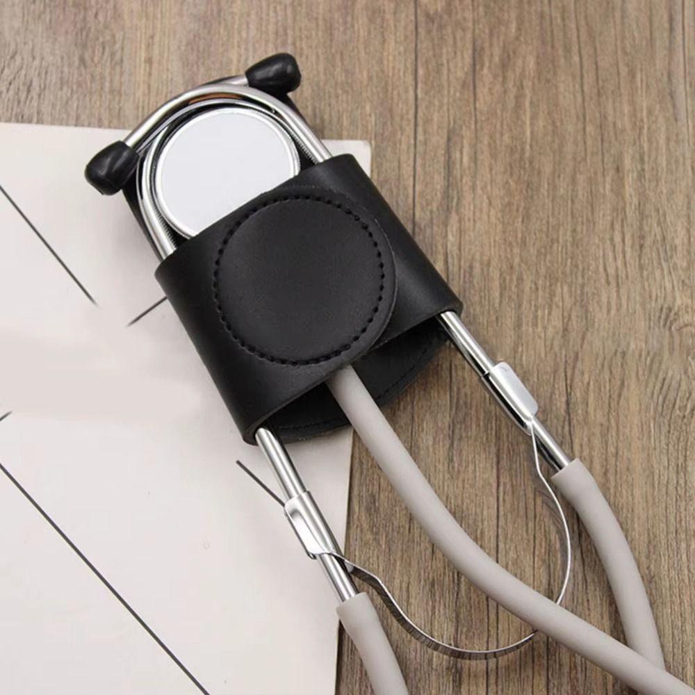 Hook Loop Closure Stethoscope Holder Clip PU Leather Durable Stethoscope Holder Compact Magnetic Holder Stethoscope Carry Case