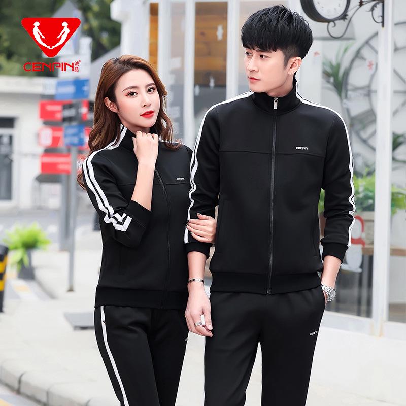 

Комплект спортивной одежды в корейском стиле для пары: Повседневный костюм-двойка для мужчин и женщин - Весенне-осенний стиль L