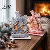 Handgemaakte Kerstsfeer Props Windmolen Houten Ornament Decoratief Ambacht met Draaiend Peperkoekhuis Tafel Decor Bladen Beeldje