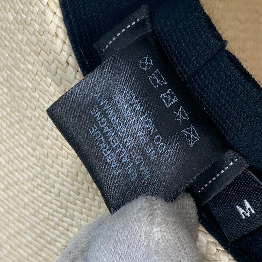 CHANEL CC CC Mark Grosgrain Ribbon 19V hat straw hat straw Beige/Black