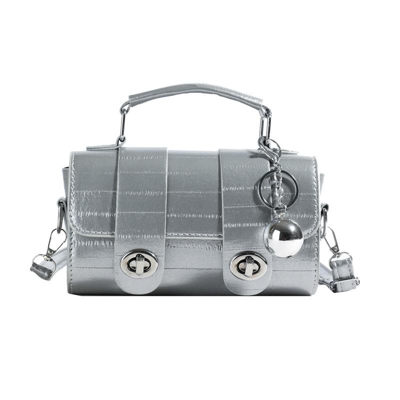 

Нішева сумка-циліндр з м якої шкіри жіноча 2024 осінь та зима нова в іноземному стилі універсальна сумка-месенджер на одне плече робоча ручна сумка срібний