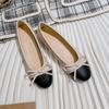 Fashion Round Toe Bow-knot Ballet Flats Woman Genuine Leather Ballerina Shoes Women 2025 Loafers Mixed Colors Moccasins Plus Size 34-43