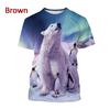 Full Print Animal Polar Bear Graphic T-Shirt For Men Summer Short Sleeve Oversized T Shirt Kids Tees Tops Clothes